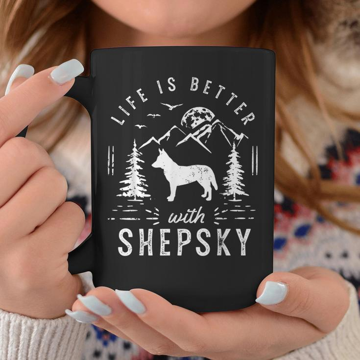 Shepsky Life Better Mom Dad Dog Coffee Mug Unique Gifts