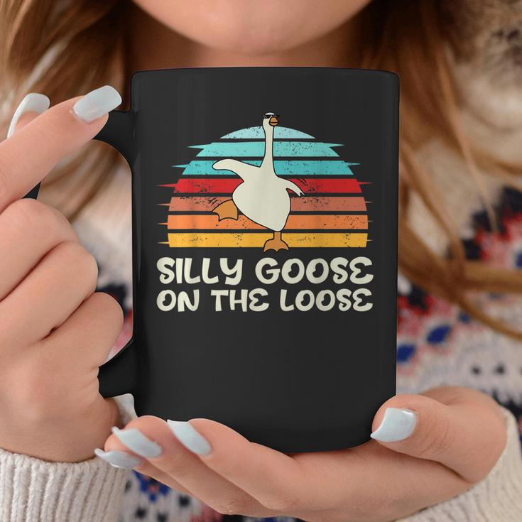 Silly Goose On The Loose Retro Sunset Funny Quote Gift Coffee Mug Unique Gifts