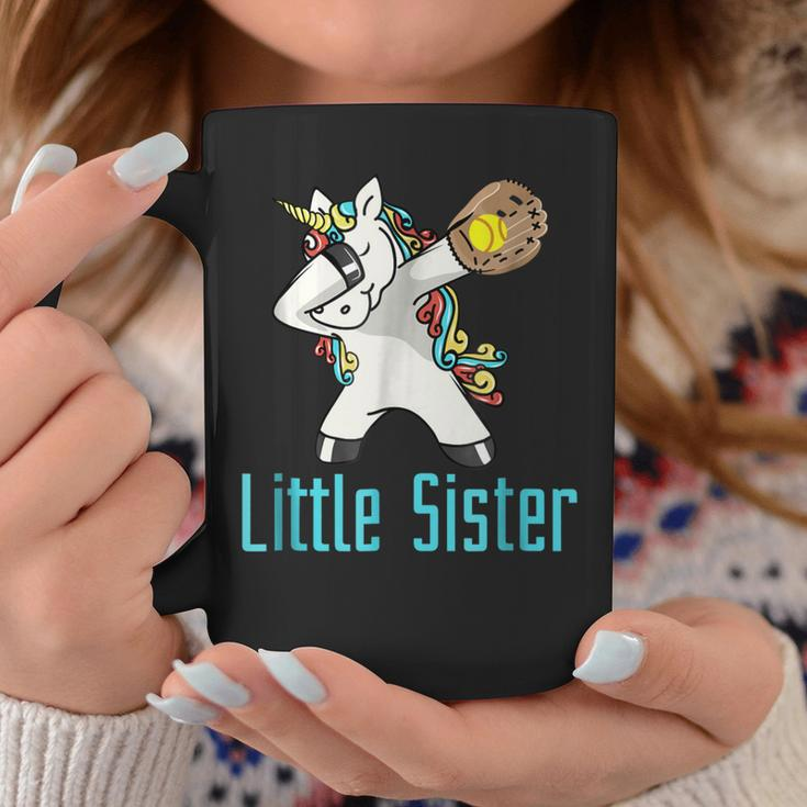Softball Dabbing Unicorn Little Sister Sibling Coffee Mug Unique Gifts