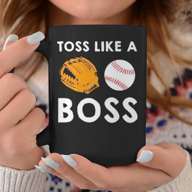 Softball Toss Like A Boss Sports Pitcher Team Ball Glove Cool Coffee Mug Unique Gifts