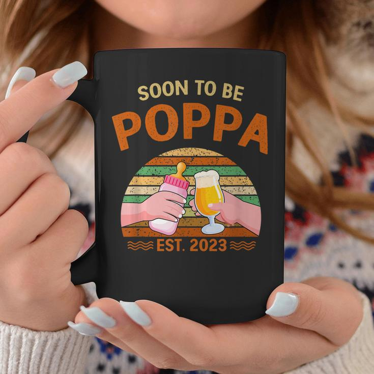 Soon To Be Poppa Est 2023 Fathers Day New Dad Vintage Coffee Mug Personalized Gifts