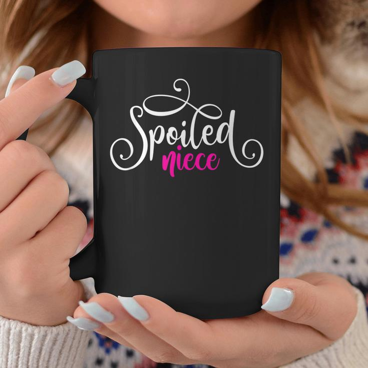 Spoiled Niece Beautiful Fancy White Pink Script Aunt Uncle Coffee Mug Unique Gifts