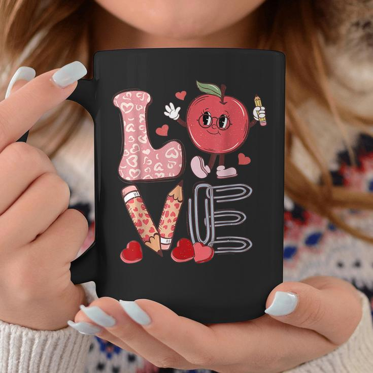 Teacher Love Retro Groovy Teachers Valentines Day Coffee Mug Funny Gifts