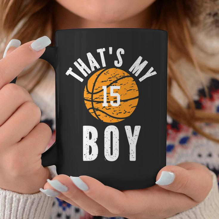 Thats My Boy Jersey Number 15 Vintage Basketball Mom Dad Coffee Mug Funny Gifts