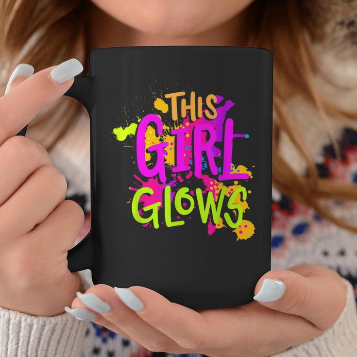 This Girl Glows Costume 80S Glow Halloween Party Outfit Coffee Mug Unique Gifts