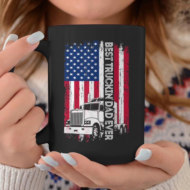 Trucker Best Truckin’ Dad Ever Usa Flag Driver Father’S Day Coffee Mug Unique Gifts
