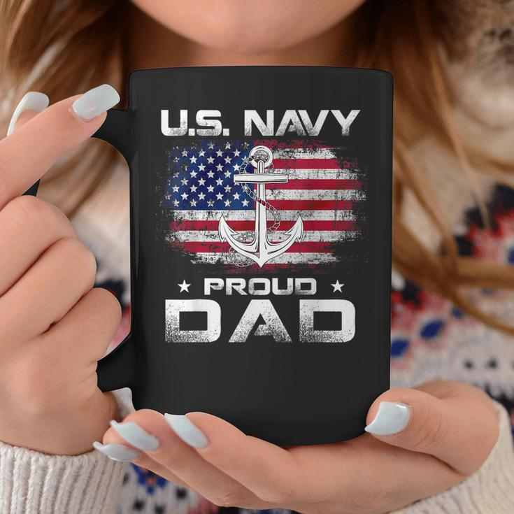 US Navy Proud Dad With American Flag Gift Veteran Day Coffee Mug Funny Gifts
