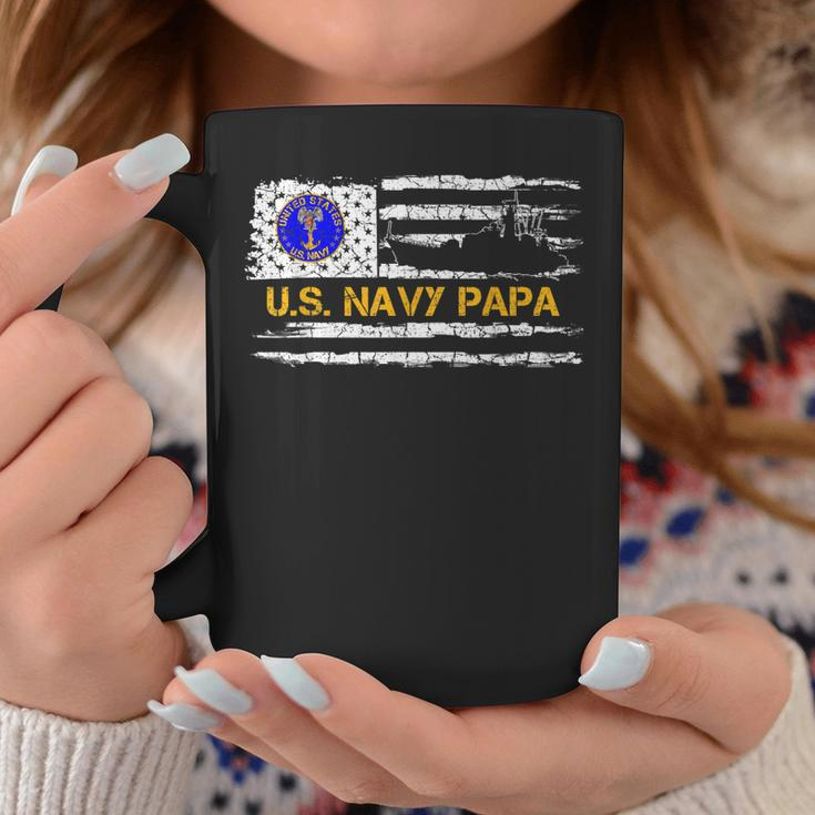 Vintage American Flag Proud Us Navy Papa Veteran Military Coffee Mug Unique Gifts