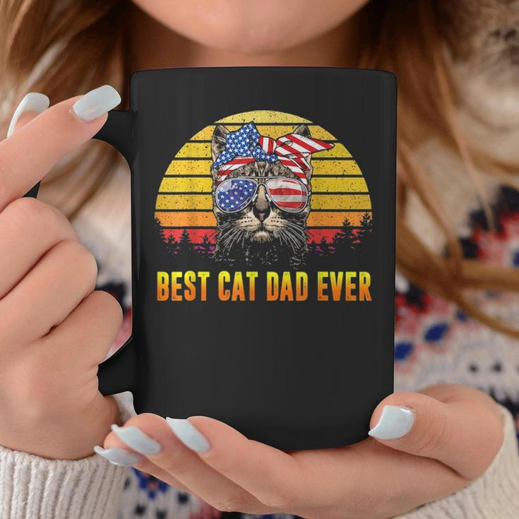 Vintage Best Cat Dad Ever Fathers Day Gifts 4Th Of July Men Coffee Mug Funny Gifts