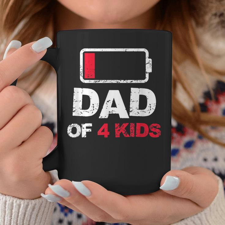 Vintage Dad Of 4 Kids Battery Low Dad Fathers Day Coffee Mug Funny Gifts