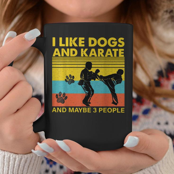 Vintage I Like Dogs And Karate And Maybe 3 People Funny Gift Coffee Mug Funny Gifts