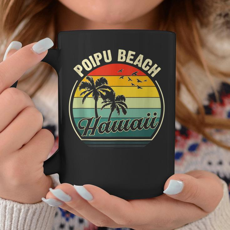 Vintage Poipu Koloa Kauai Beach Summer Vacation Sunset Palm Coffee Mug Funny Gifts