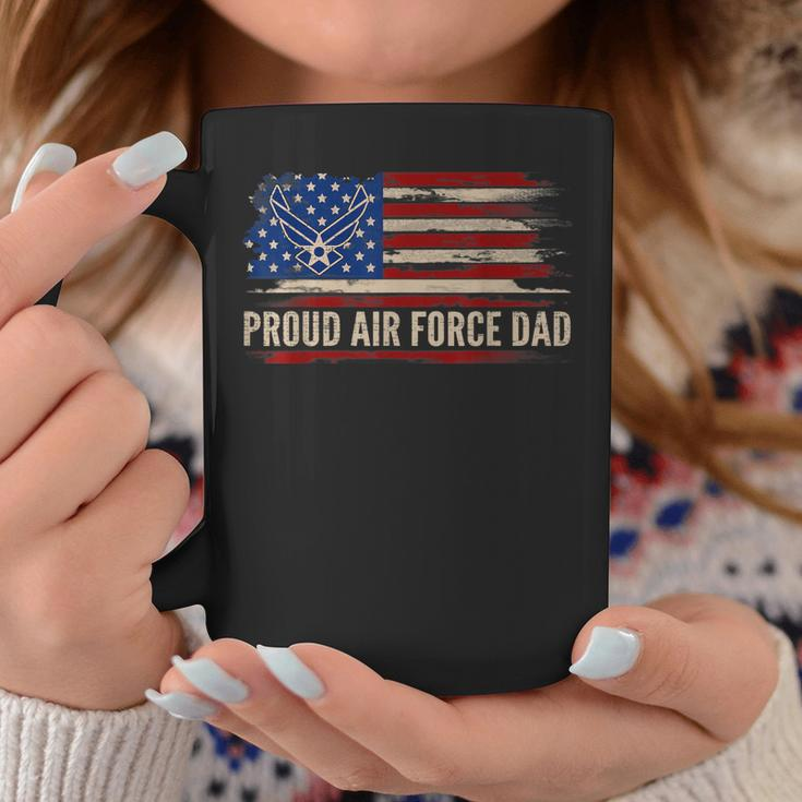 Vintage Proud Air Force Dad American Flag Veteran Gift Coffee Mug Funny Gifts