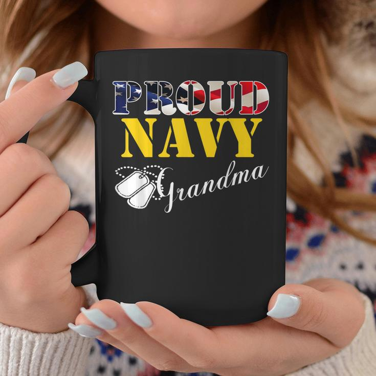 Vintage Proud Navy Grandma With American Flag Gift Veteran Coffee Mug Funny Gifts