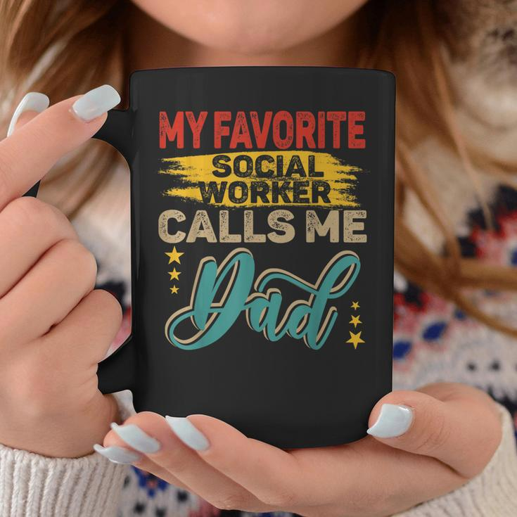 Vintage Retro My Favorite Social Worker Calls Me Dad Family Coffee Mug Funny Gifts