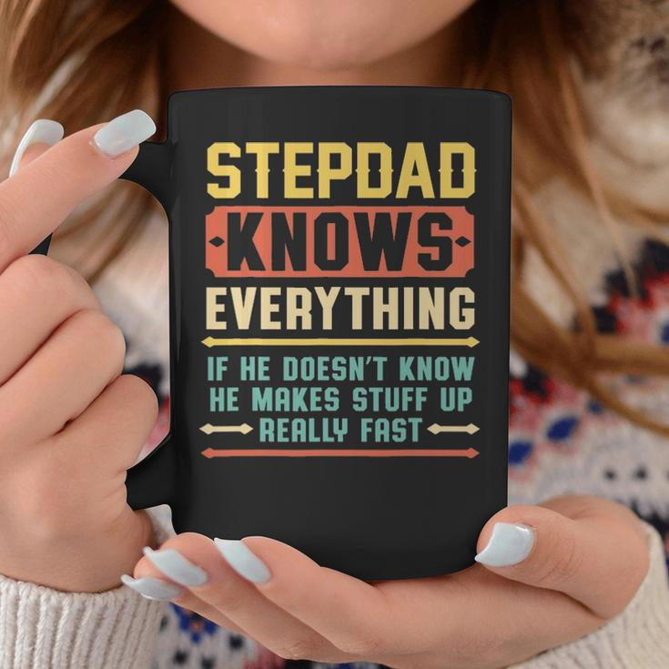 Vintage Stepdad Knows Everything Stepdad Grandpa Coffee Mug Funny Gifts