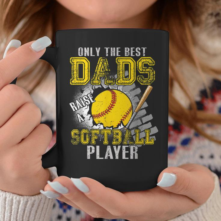 Vintage The Best Dads Raise A Softball Player Fathers Day Coffee Mug Funny Gifts