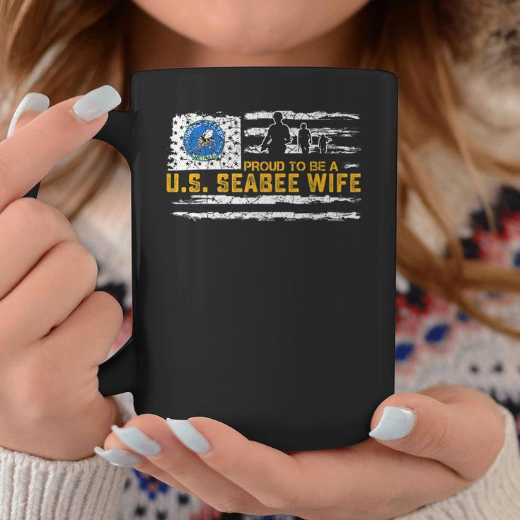 Vintage Usa American Flag Proud To Be A Seabee Wife Military Coffee Mug Personalized Gifts