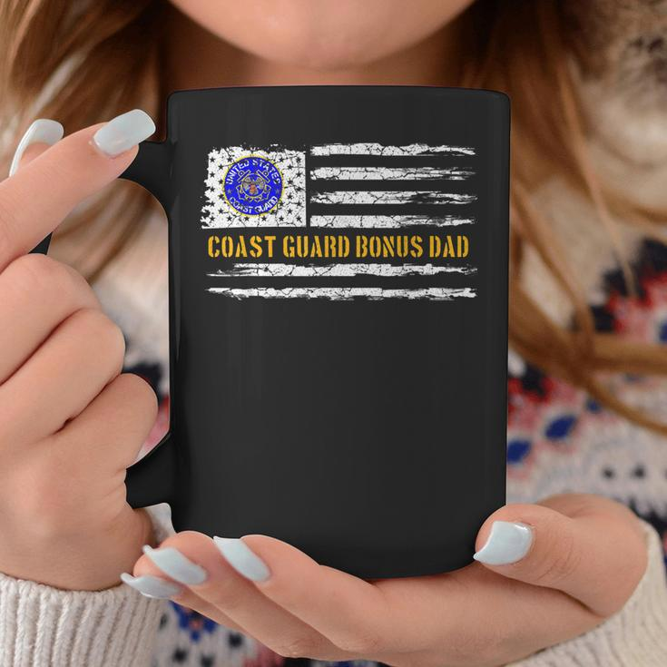 Vintage Usa American Flag Proud Us Coast Guard Bonus Dad Coffee Mug Funny Gifts