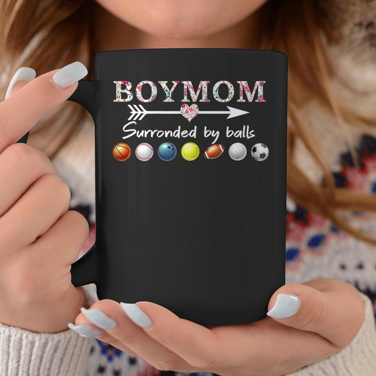 Womens Boy Mom Surrounded By Balls Tshirt For Women Mothers Day Coffee Mug Unique Gifts