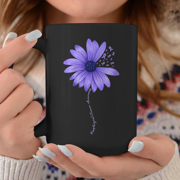 Womens Esophageal Cancer Awareness Sunflower Periwinkle Ribbon Coffee Mug Unique Gifts