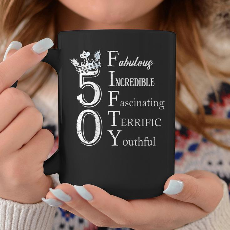 Womens Fabulous Fifty 50Th Birthday 50 Years Old Bday Queen Coffee Mug Unique Gifts