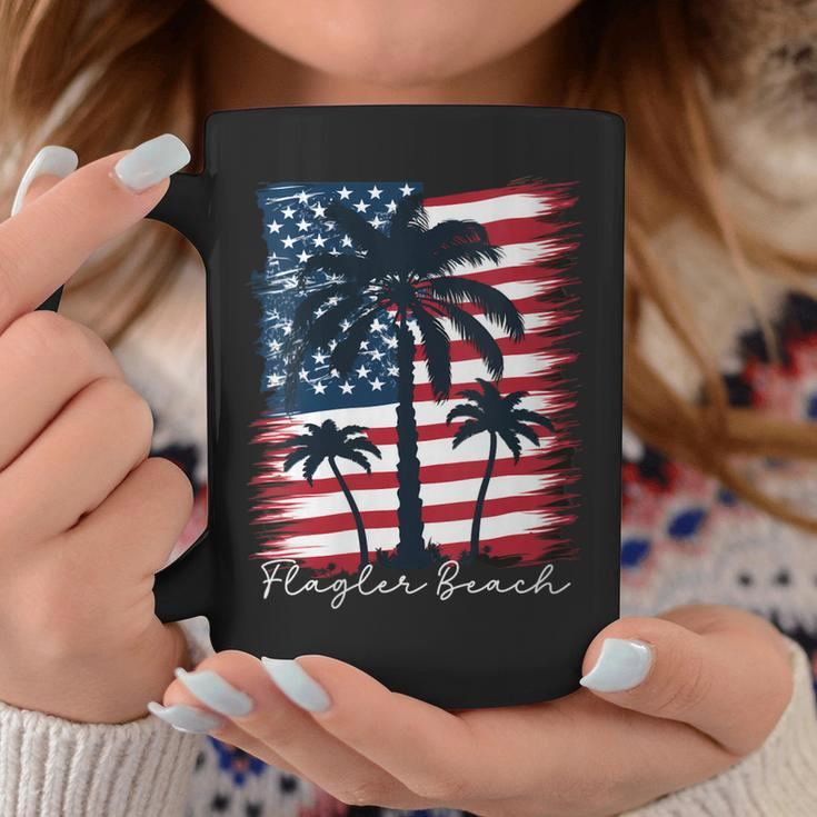 Womens Flagler Beach - Patriotic American Flag Palm Trees Coffee Mug Unique Gifts