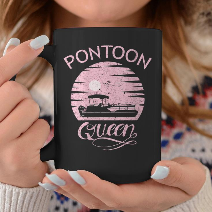 Womens Pontoon Queen Design Funny Pontoon Boat Lover Girls Boating Coffee Mug Funny Gifts