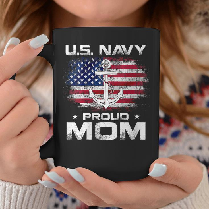 Womens US Navy Proud Mom With American Flag Gift Veteran Day Coffee Mug Funny Gifts