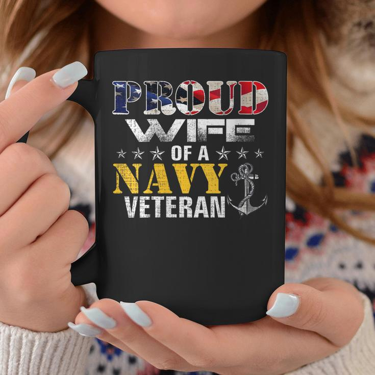 Womens Vintage Proud Wife Of A Navy For Veteran Gift Coffee Mug Funny Gifts