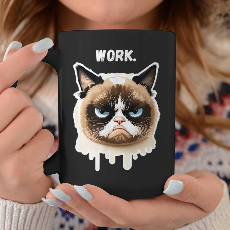 Work - Moody Bored Cat Funny Kitten Kitty Lover Coffee Mug Unique Gifts