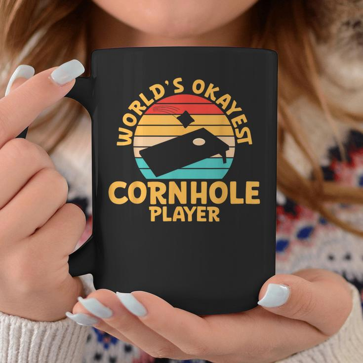 World Okayest Cornhole Player Funny Cornhole Coffee Mug Unique Gifts