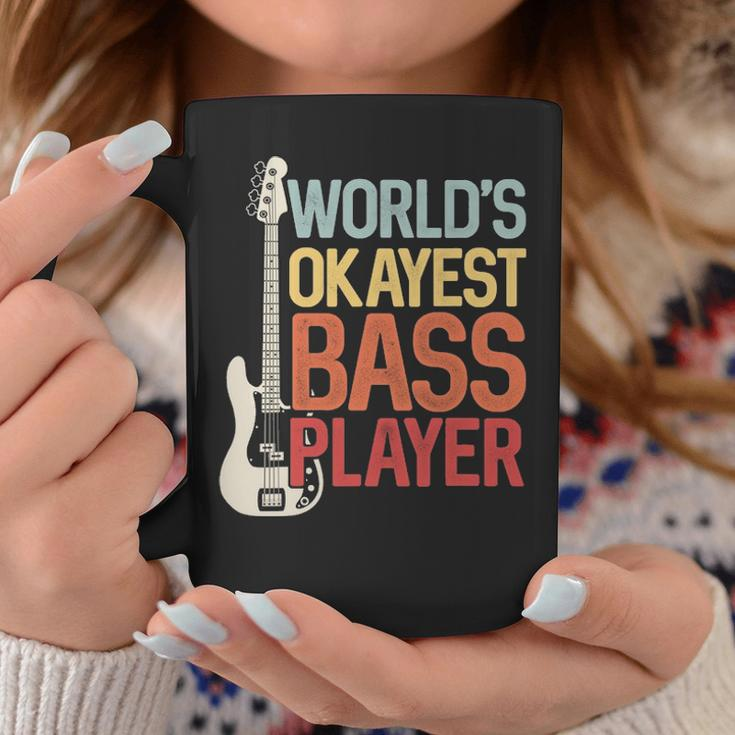 Worlds Okayest Bass Player Bassists Musician Coffee Mug Funny Gifts