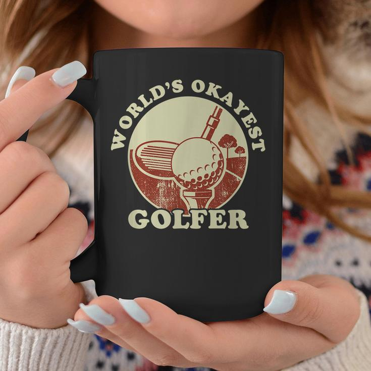 Worlds Okayest Golfer Retro Vintage Golf Player Husband Dad Coffee Mug Funny Gifts