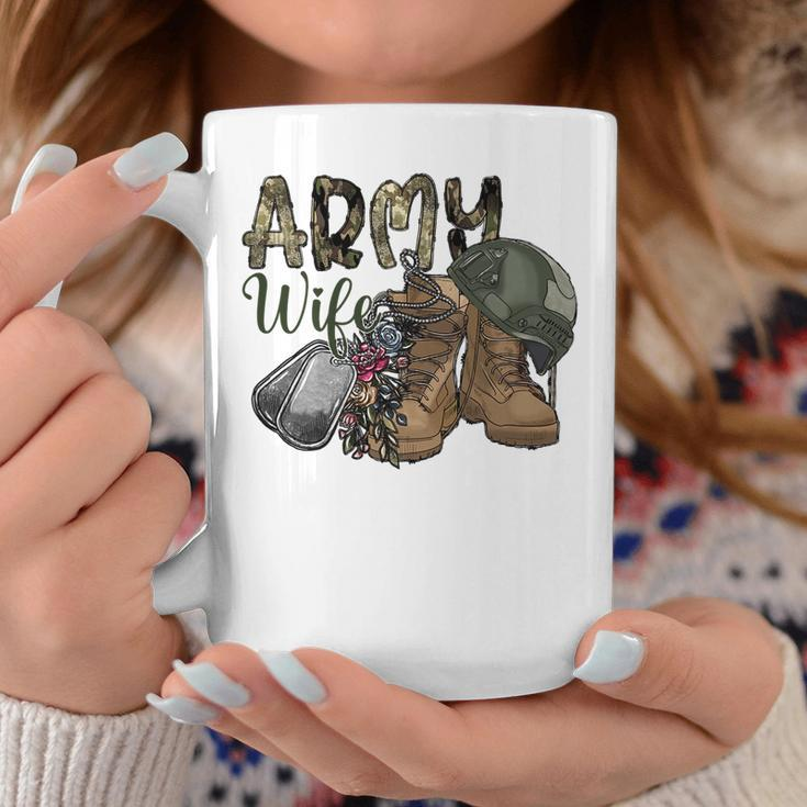 Army Wife Western Cowhide Army Boots Wife Gift Veterans Day Coffee Mug Funny Gifts