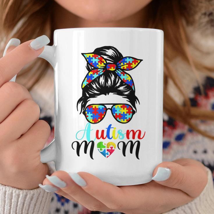 Be Kind Autism Awareness Messy Bun Girls Women Autism Mom Coffee Mug Unique Gifts