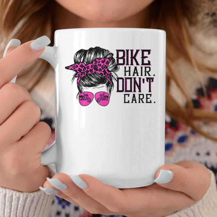 Bike Hair Dont Care Messy Bun Girl Biker Messy Bun Mom Coffee Mug Unique Gifts