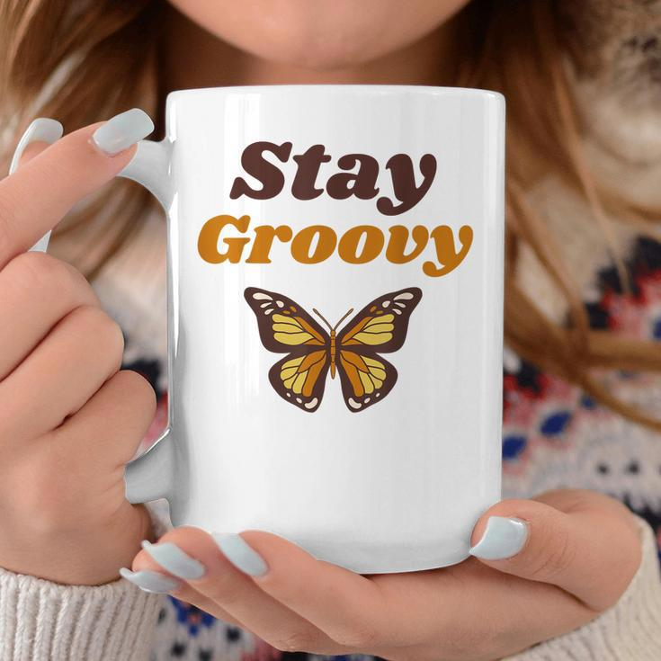 Butterfly Stay Groovy Retro Hippie Positive Mind Happy Life Coffee Mug Unique Gifts