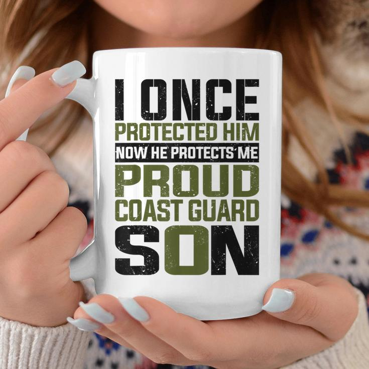 Coast Guard Son Now She Protects Me Proud Coast Guard Son Coffee Mug Funny Gifts