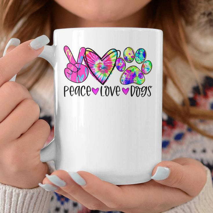 Dog Lovers Gifts Peace Love Dogs Tie Dye Puppy Paw Dog Mom Coffee Mug Unique Gifts