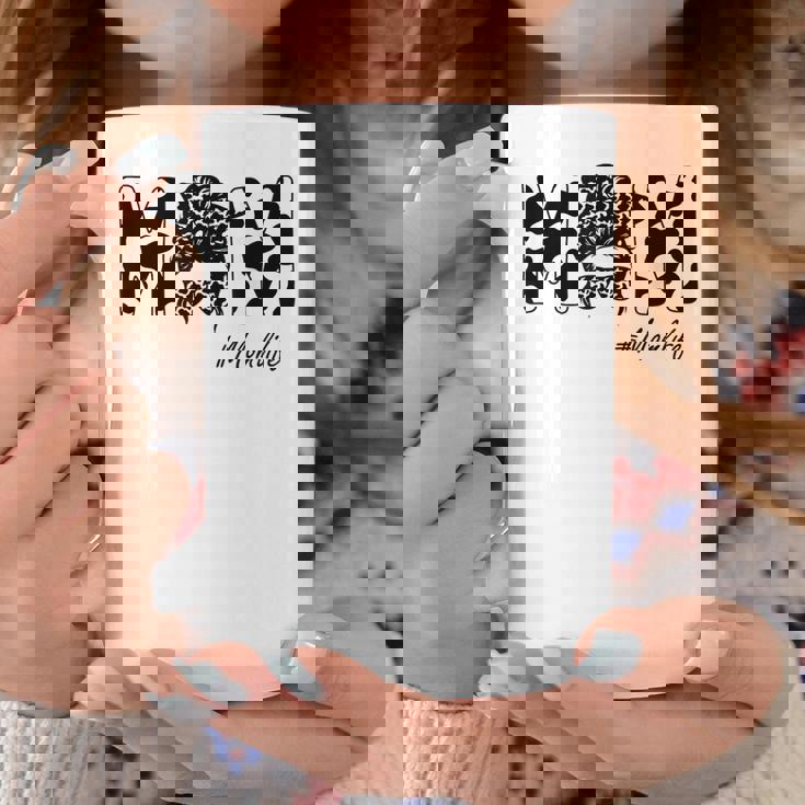 Funny Mom Life Cow Messy Bun Hair Bandana Glasses Mommy Girl Coffee Mug Unique Gifts