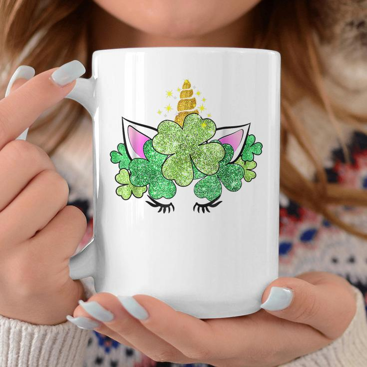 Green Shamrocks Irish Cute Unicorn Girls St Patricks Day Coffee Mug Funny Gifts