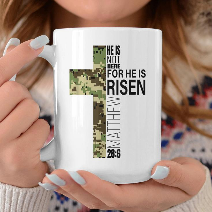 He Is Risen Christian Easter Verse Green Camo Cross Men Boys Coffee Mug Unique Gifts