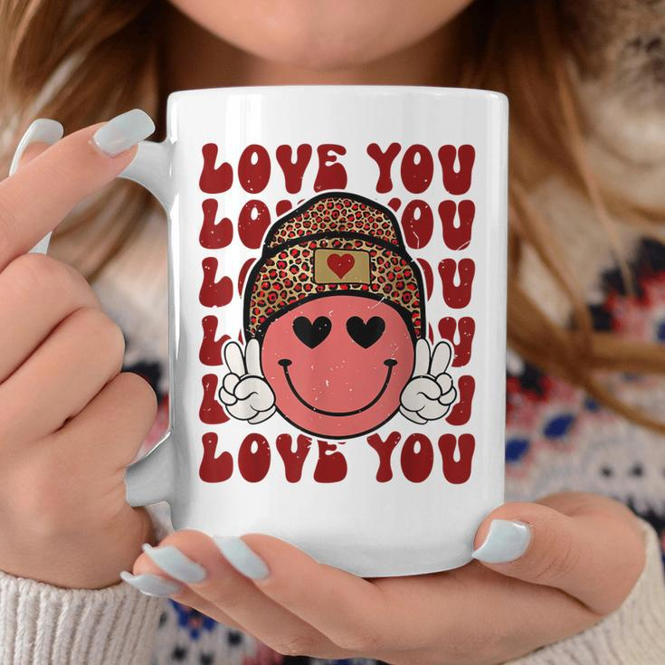 Hippie Smiling Face Wearing Beanie Hat Love You Valentine Coffee Mug Funny Gifts