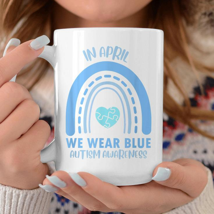 In April We Wear Blue Autism Awareness Month Coffee Mug Unique Gifts