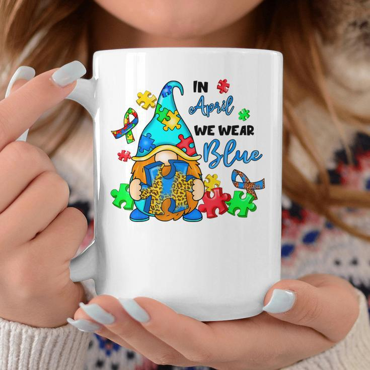 In April We Wear Blue Gnome Autism Awareness Month Coffee Mug Unique Gifts