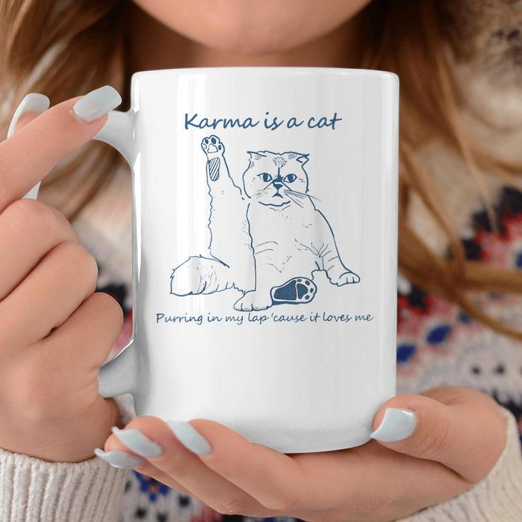 Karma Is A Cat Purring In My Lap Cause It Loves Me Cat Love Coffee Mug Personalized Gifts