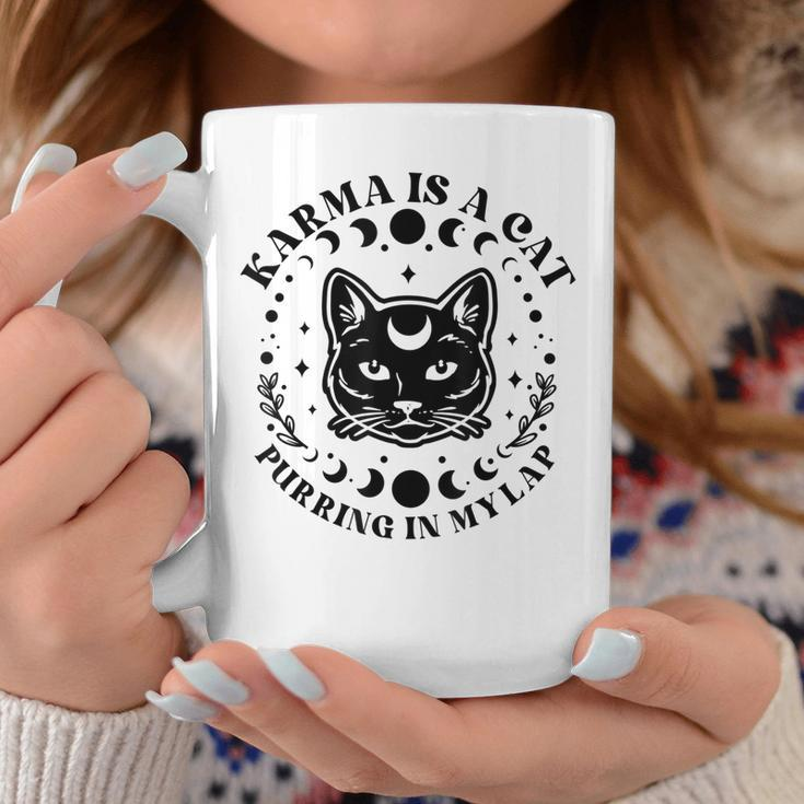 Karma Is A Cat Purring In My Lap Celestial Coffee Mug Unique Gifts