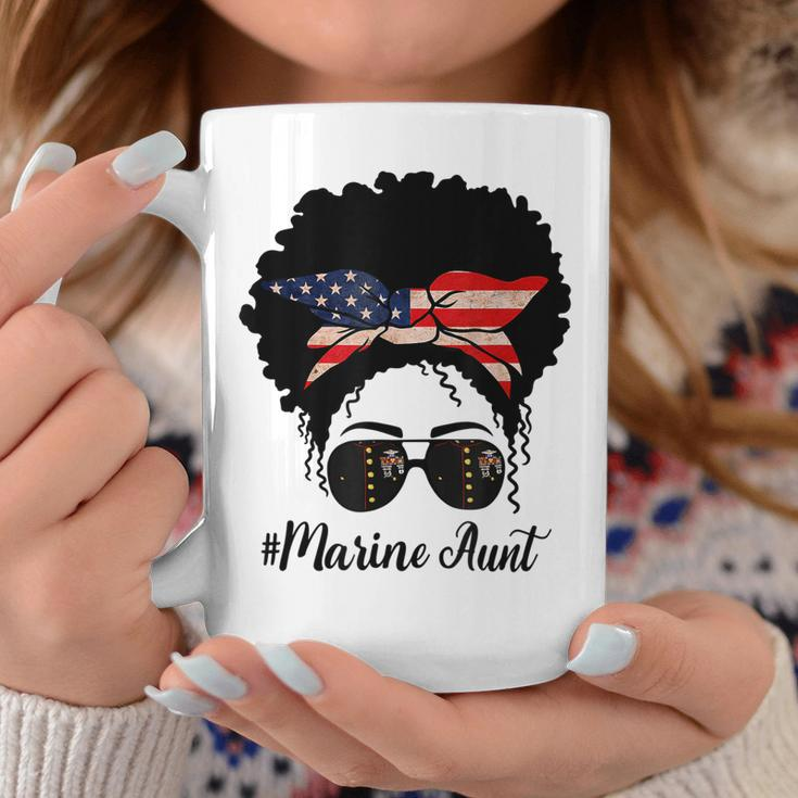Marine Life Marine Military Aunt Messy Bun Black Womens Coffee Mug Unique Gifts