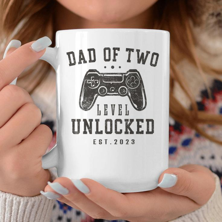 Mens Dad Of Two Level Unlocked 2023 Gifts Promoted To Daddy Again Coffee Mug Unique Gifts